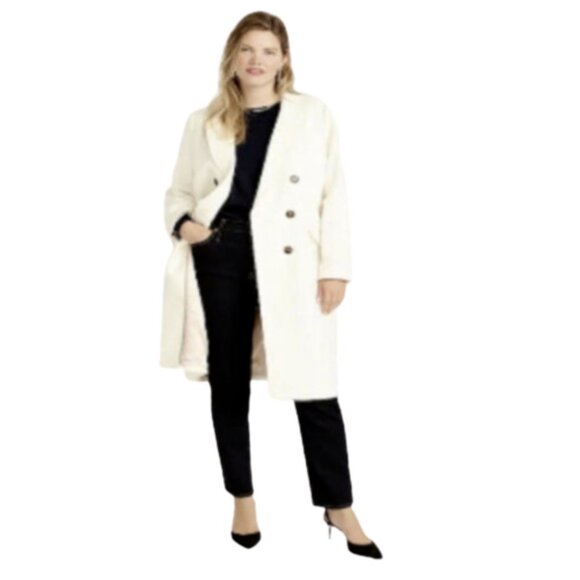 NWT JCrew Double Breasted Top Coat Womens 2 Ivory Cream Italian Cloth Wool NEW - Picture 2 of 13